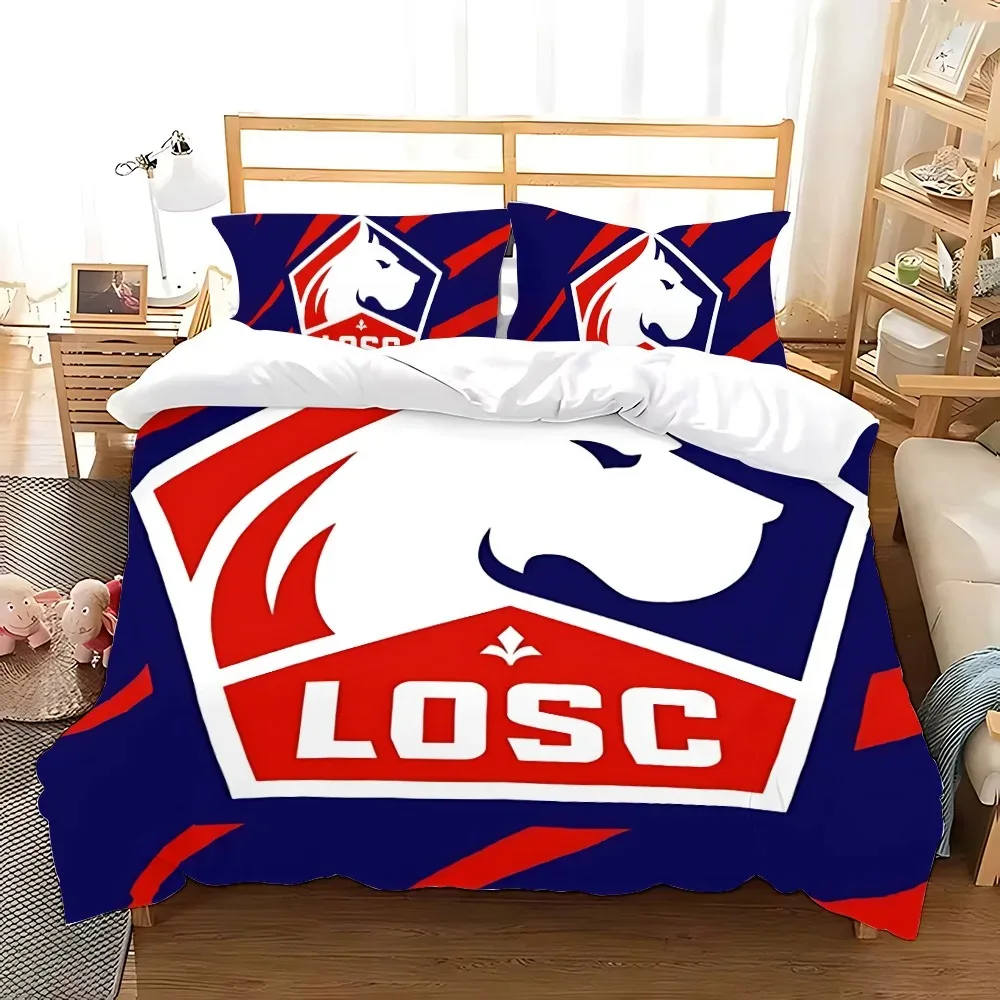 Football LOGO Duvet Cover Pillowcase Lille OSC Bedding Set Adult Boy Girl Bedroom Decoration Children Single Double Large Size