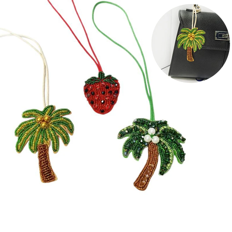 

Новая нашивка с аппликацией из кокосовой пальмы, кристалл, гриб, блестки, одежда ручной работы из бисера, пришить нашивки, подвесная веревка, брелок для ключей, сумка, кулон