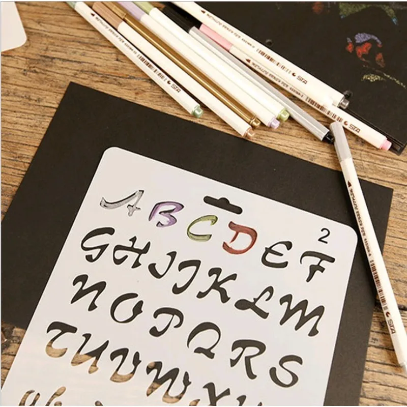 1pc A4 Alphabet Letters Layering Stencils Painting Scrapbook Coloring Embossing Album Decorative Template