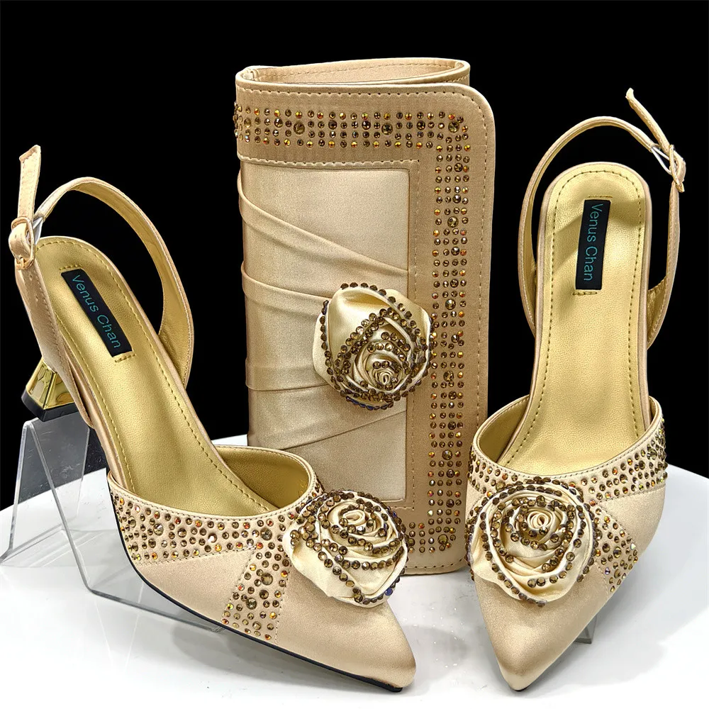 

High Quality Italian Shoe and Bag Set New 2025 Women Shoes and Bag Set In Italy Orange Italian Shoes with Matching Bag