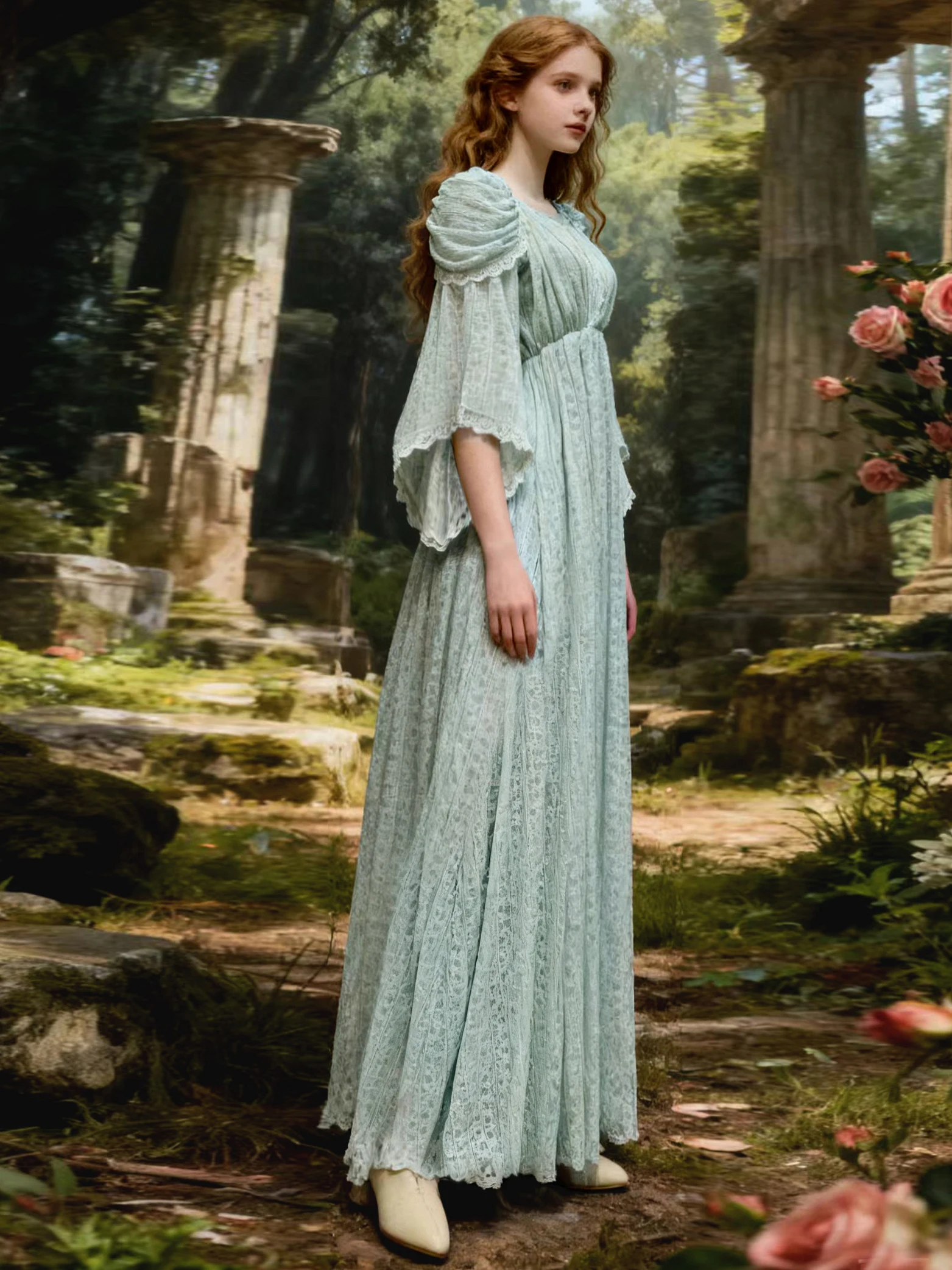 TIYIHAILEY فستان نسائي عتيق للربيع والصيف من الدانتيل مع بطانة وأكمام مضيئة وطول يصل إلى الأرض للسيدات فضفاض على شكل حرف a أزرق على شكل حرف v