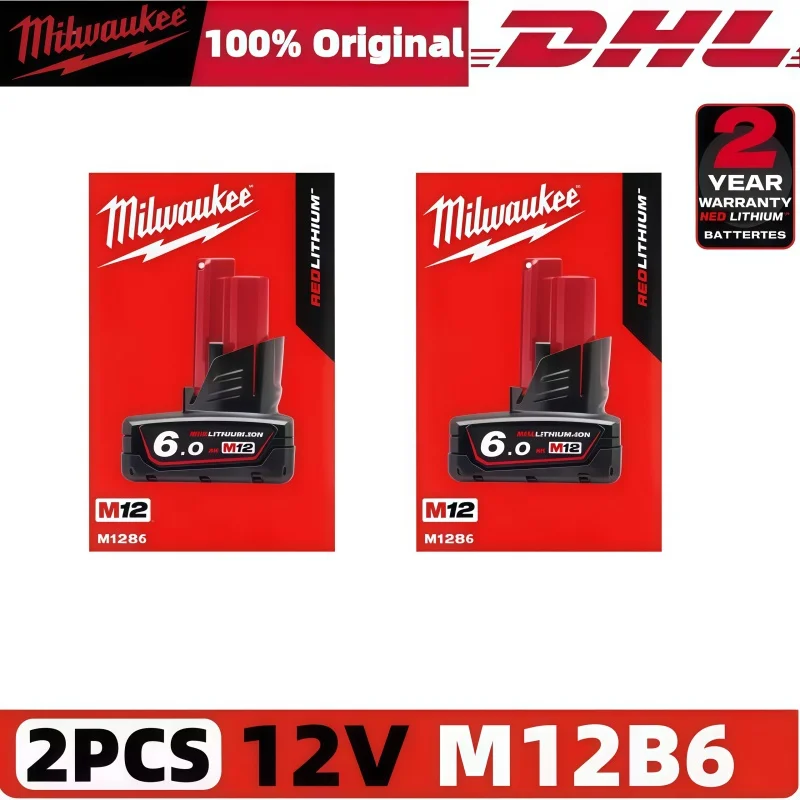 Milwaukee 12V Battery, 6.0Ah Milwaukee Rechargeable Battery For Milwaukee M12 Tool 48-11-2402 48-11-2411 48-11-2401MIL-12A-LI