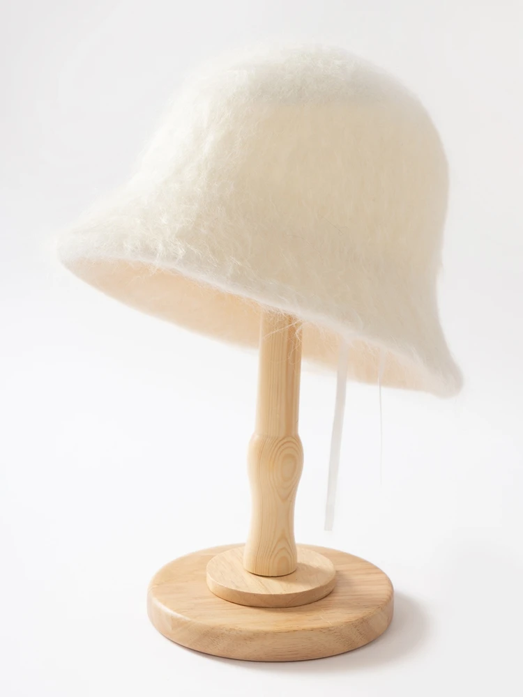 

Thick Elegant Solid Exquisite Japanese-Style Women's Hat Autumn Winter Warm Soft 100% Cashmere Simple Grace Basic Fisherman'sHat