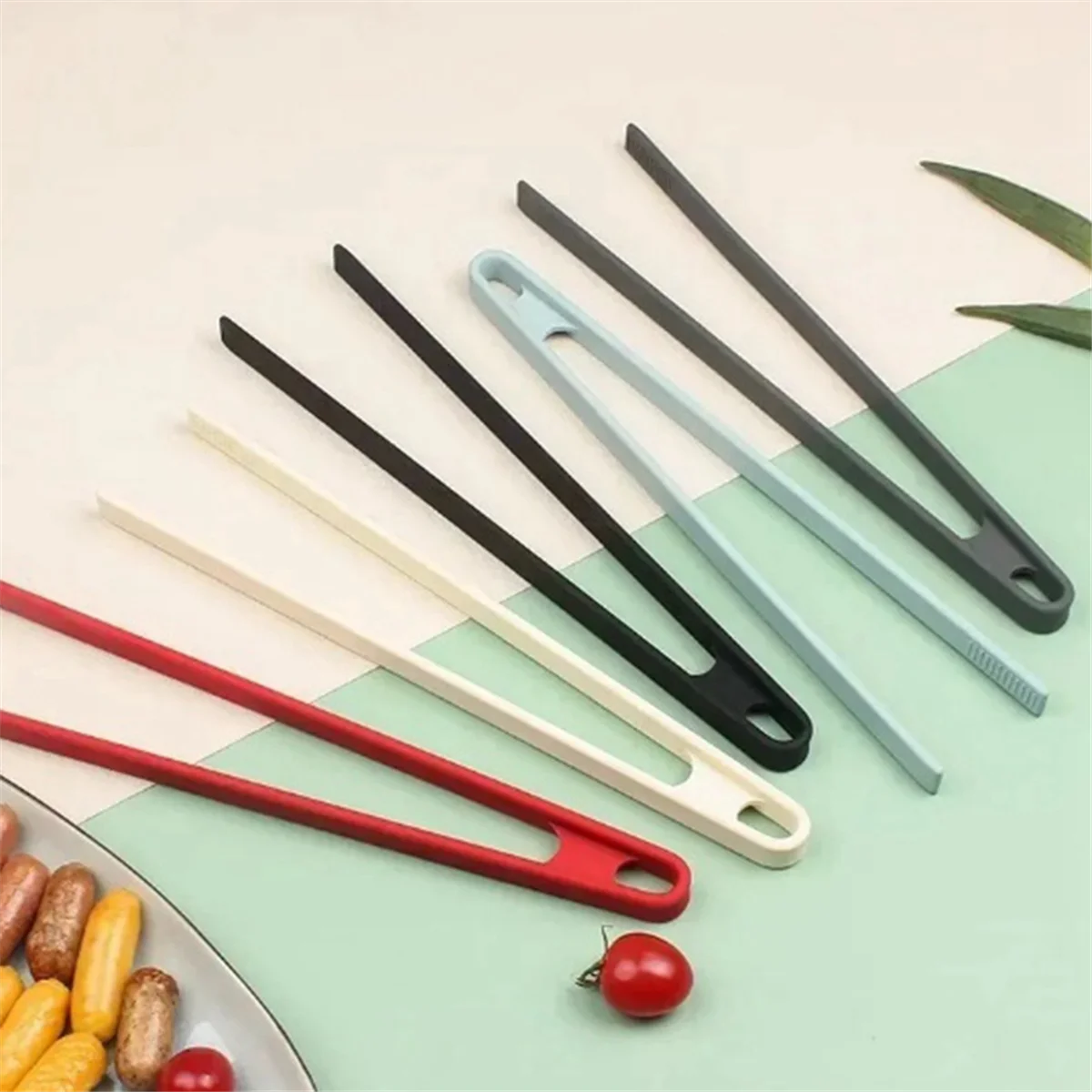 Bread Food Tongs Non-Slip Serving Barbecue Salad Clip Long Handle Steak Clamp Home Kitchen Cooking Tools Red