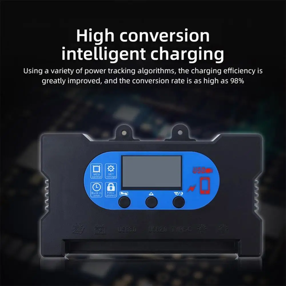 Energy-saving Solar Charge Regulator Efficient 12v/24v Solar Charge Controller with Dual Usb Fast Charging Multiple for Battery