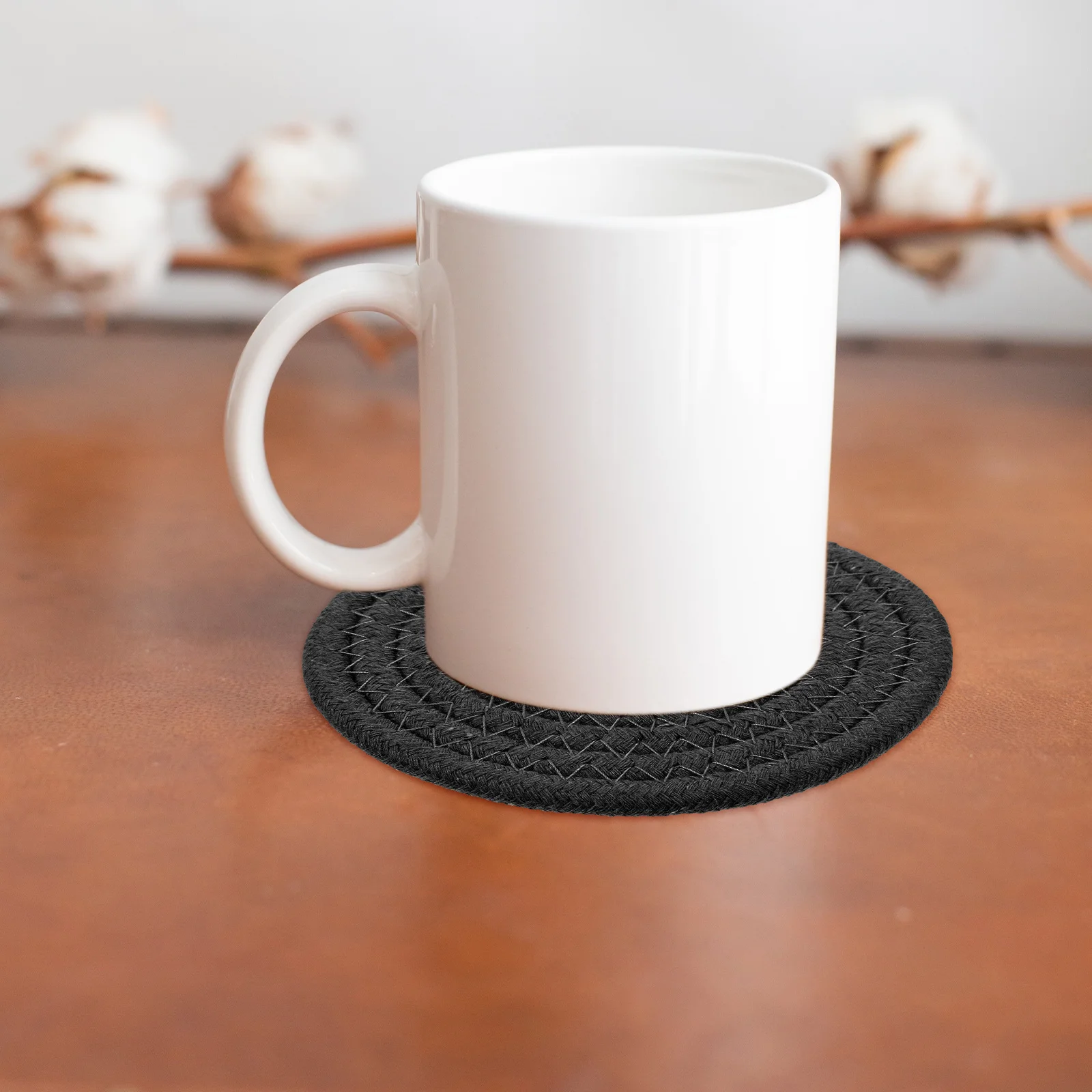 

4pcs Heat Resistant Cotton Placemats 12cm Black Yellow White Multi Color Round Anti Skid Table Decor Dining Mat Kitchen