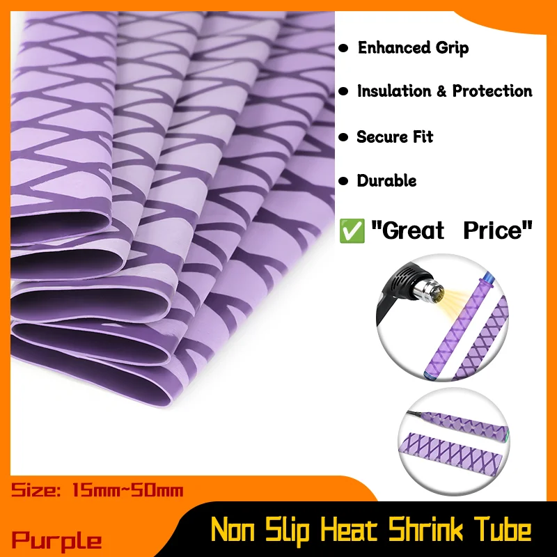 

Purple Anti-slip Heat Shrink Tube Fishing Rod/Racquet/Bicycle Handles/Tripod 20/22/25/28/30/35/40mm Bar Grip Cover Wrap 1M/pc