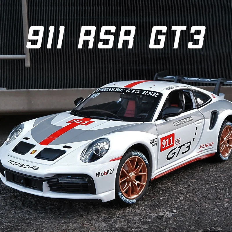 1:24 Porsche GT3 RSR Legierung Druckguss Spielzeug zurückziehen Fahrzeuge Metall Auto Modell Sound und Licht Sammlung Modell Kinder Geschenke