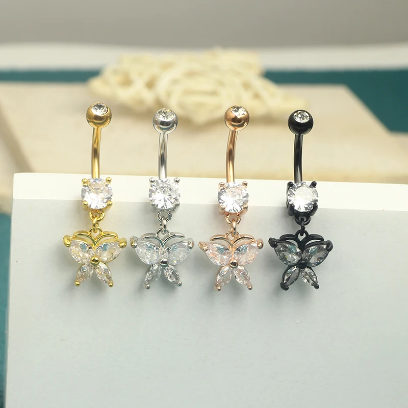 Crystayl Belly Button Rings Women Dangle Surgical Steel Navel Rings Cubic Zirconia Star Moon Piercing Ombligo Oreja Jewelry