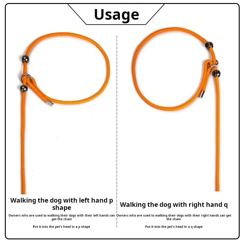 Dog walking rope, metal P rope for large, medium, and small dogs, explosion-proof impact P chain, dog training tool