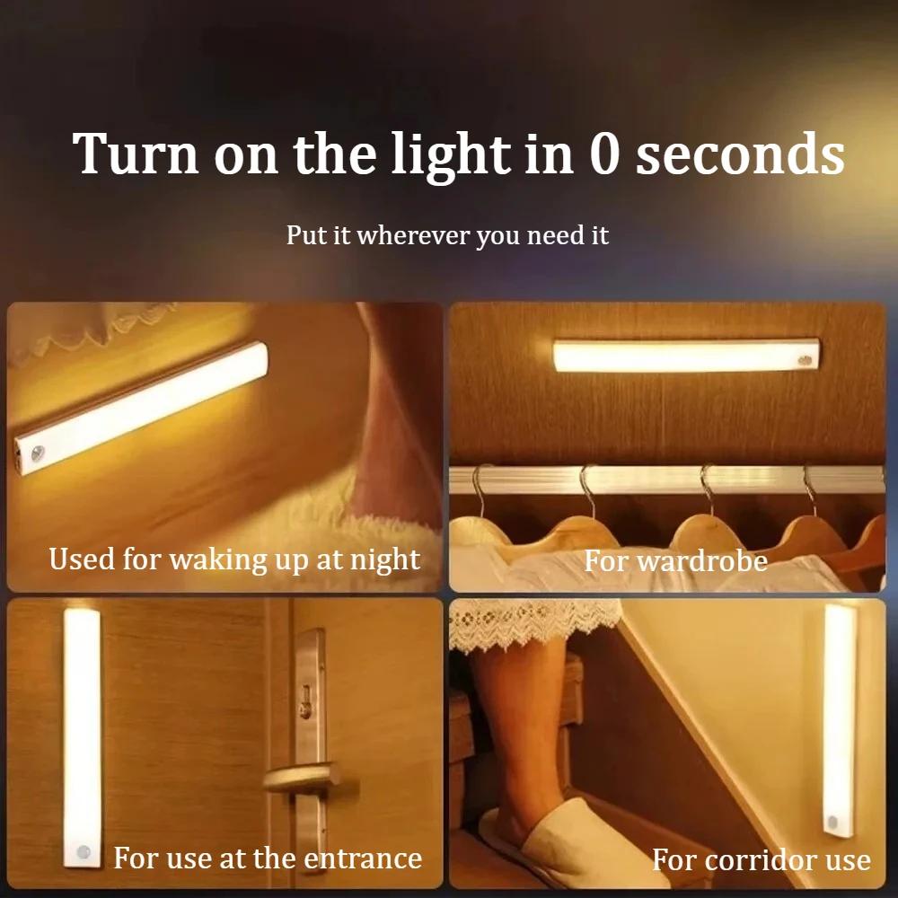 لاسلكي LED مصباح لجهاز الاستشعار قابلة للشحن ضوء الليل خزانة ضوء الليل المطبخ غرفة نوم خزانة الدرج الخلفية شريط إضاءة LED