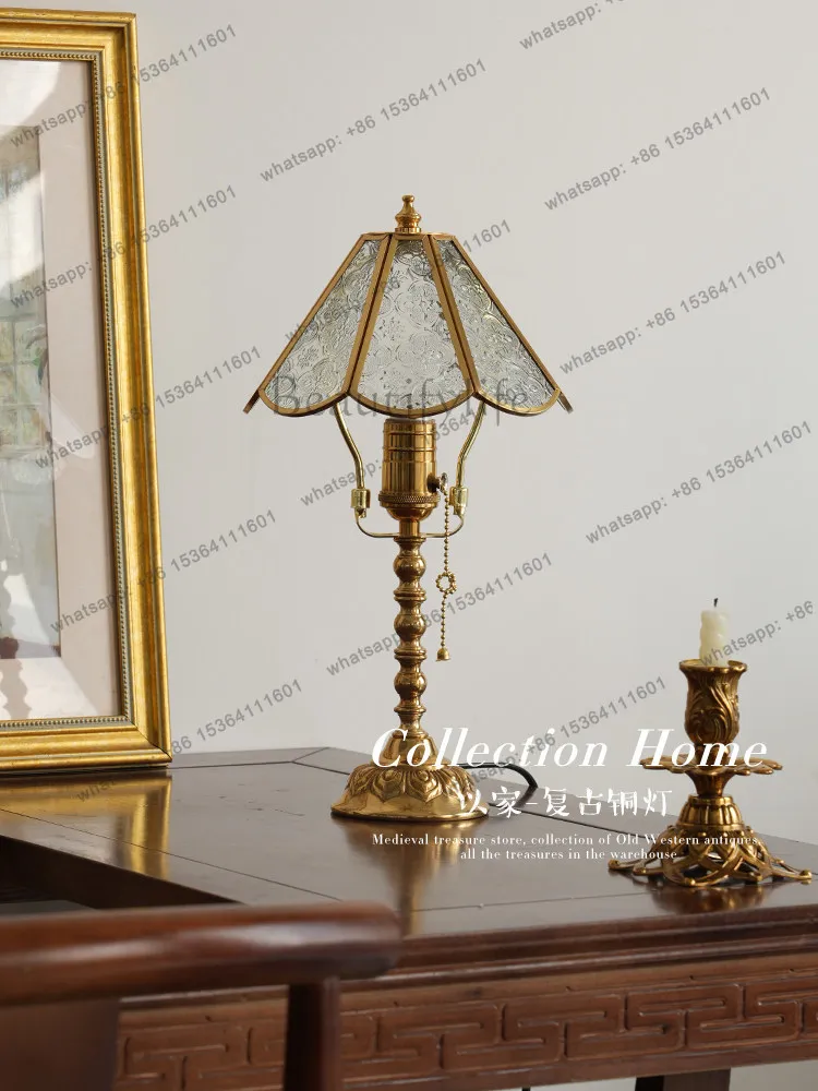 Second-hand all-copper begonia glass French vintage luminous ornaments living room atmosphere bedside ornaments