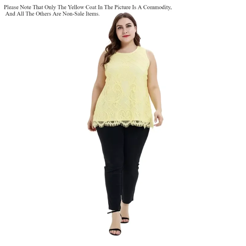Plus Size Women\'s Lace Vest Loose and Casual Knitted Top for Plump Sisters