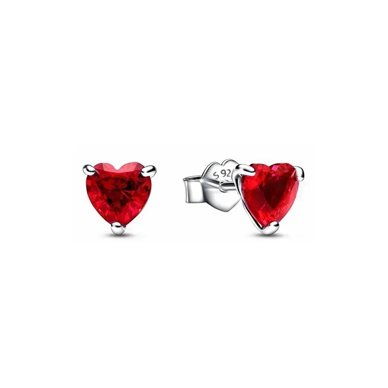 Classic 925 sterling silver sparkling red heart ring bracelet necklace set series women\'s light luxury charm New Year jewelry