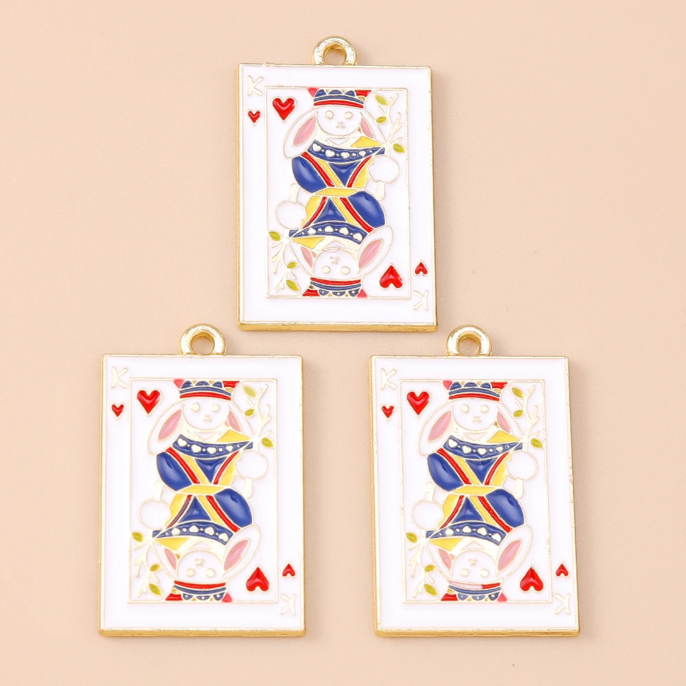 Leslie 10 Stück Emaille Poker Spielkarten Charms Metall Ace Joker Charms für Ohrringe Schlüsselanhänger Schmuckherstellung Diy Zubehör – Detail 6