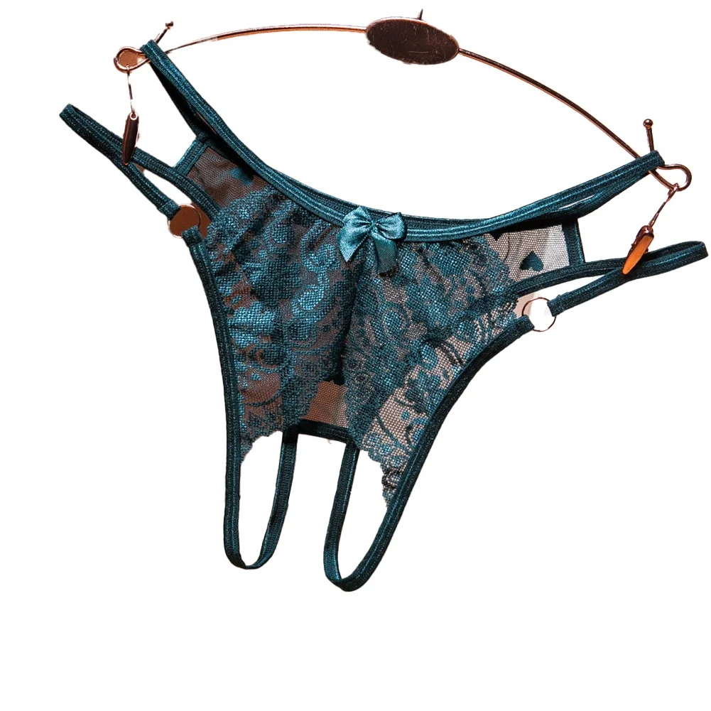 Женские новые сексуальные прозрачные трусики с вырезами, кружевные стринги с металлическим кольцом