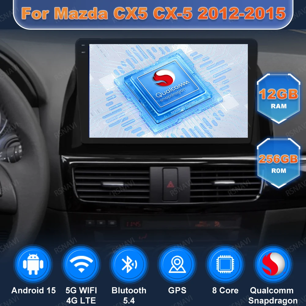 

Car Radio Andoird 15 For Mazda CX5 CX-5 2012-2015 DVD Viedo Player GPS 4G LTE Multimedia Stereo 5G WIFI Wireless Carplay Auto BT