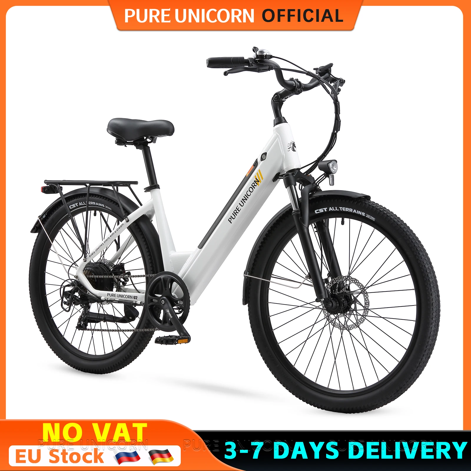 Image of PURE UNICORN U2 Elektrofahrrad 48V 750W 12,8Ah E-Bike für Damen 45 km/h Erwachsenen-E-Bike 60 km Reichweite Elektrisches Fahrrad für Frauen
