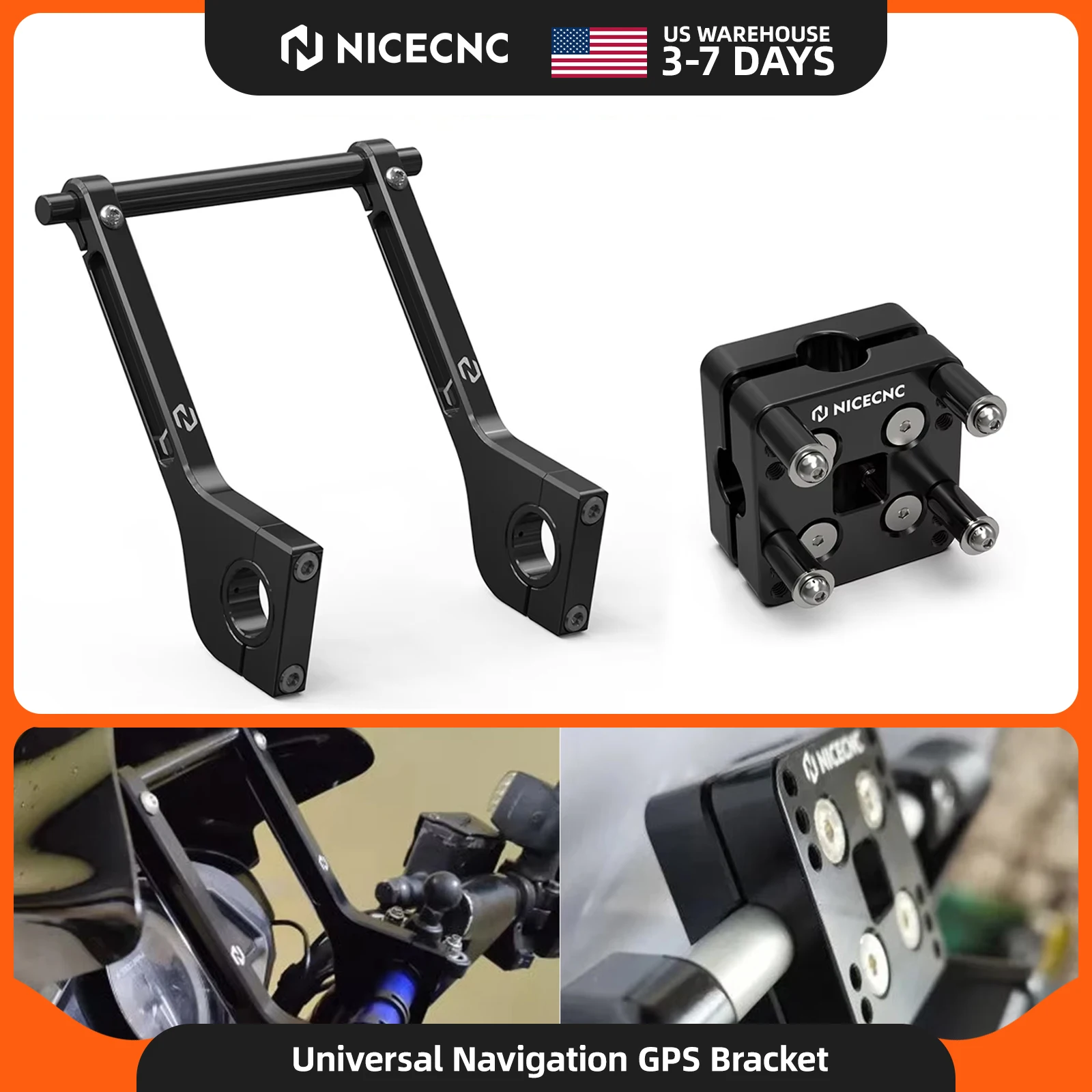 Universal 12MM Navigation GPS Holder Bracket Bar Clamp Garmin Zumo XT2 QuadLock Holder For Yamaha Tenere 700 BMW R1250GS R1200GS R1300GS Adventure KTM Honda Suzuki Kawasaki Ducati  Husqvarna CFMOTO