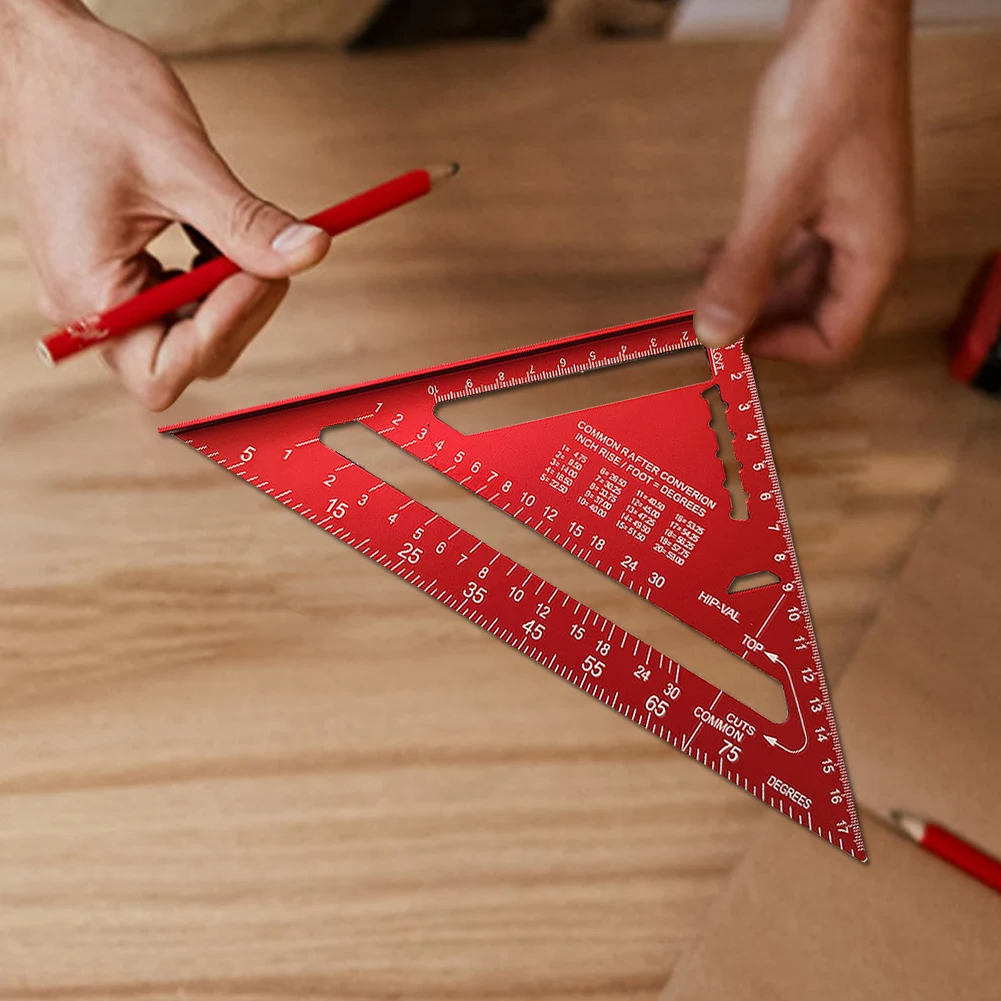 7 Inch Triangle Ruler Aluminum Alloy Measuring Square Ruler High Precision Metric Imperial Angle Ruler Wood Working Tools
