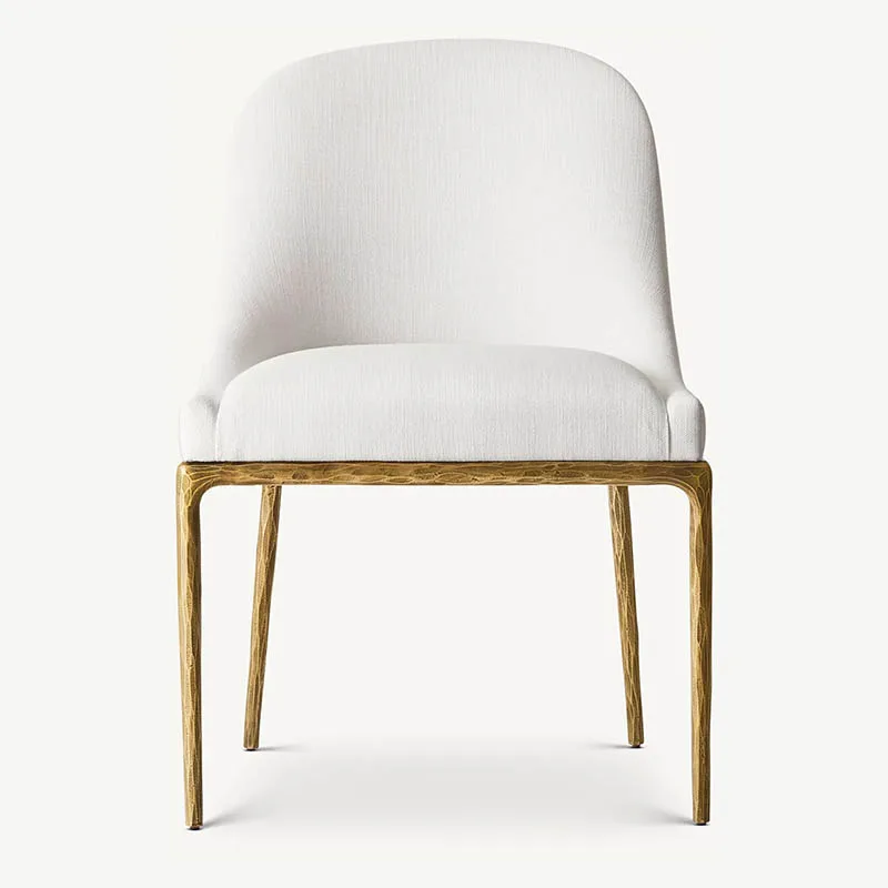 

Customizable Thaddeus Rustic Hand-Forged Metal Base Linen Fabric Upholstery Dining Chair