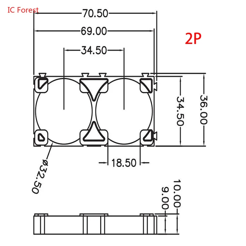 32650/32700 Cell Holder Plastic Support Bracket Frame for Cylindrical Cell Fixed Mounting Assembly