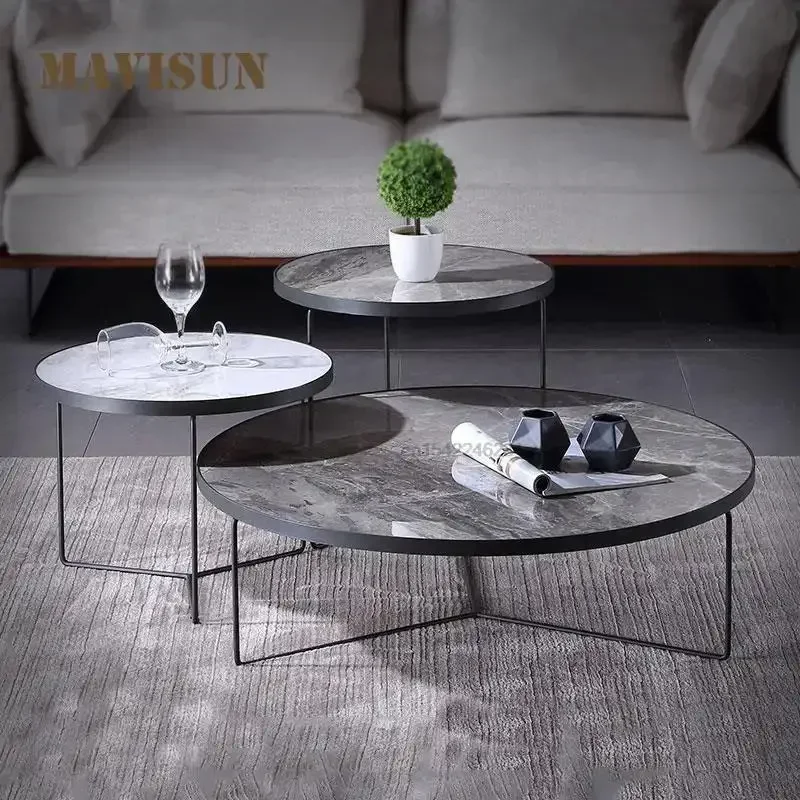 Nesting Table 3 Pcs Imported Slate Coffee Table Round Combination Set For Small Apartment Living Room Nordic Corner Furniture