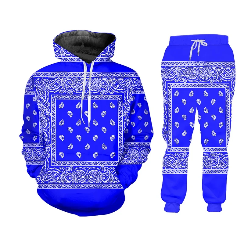 Heiße Paisley Grafik Cashew Blumen Frauen/Männer 2 Stück Set Jogger 3d Hose Hoodie rot schwarz Männer Trainings anzug Jogging hose Hoody Streewear