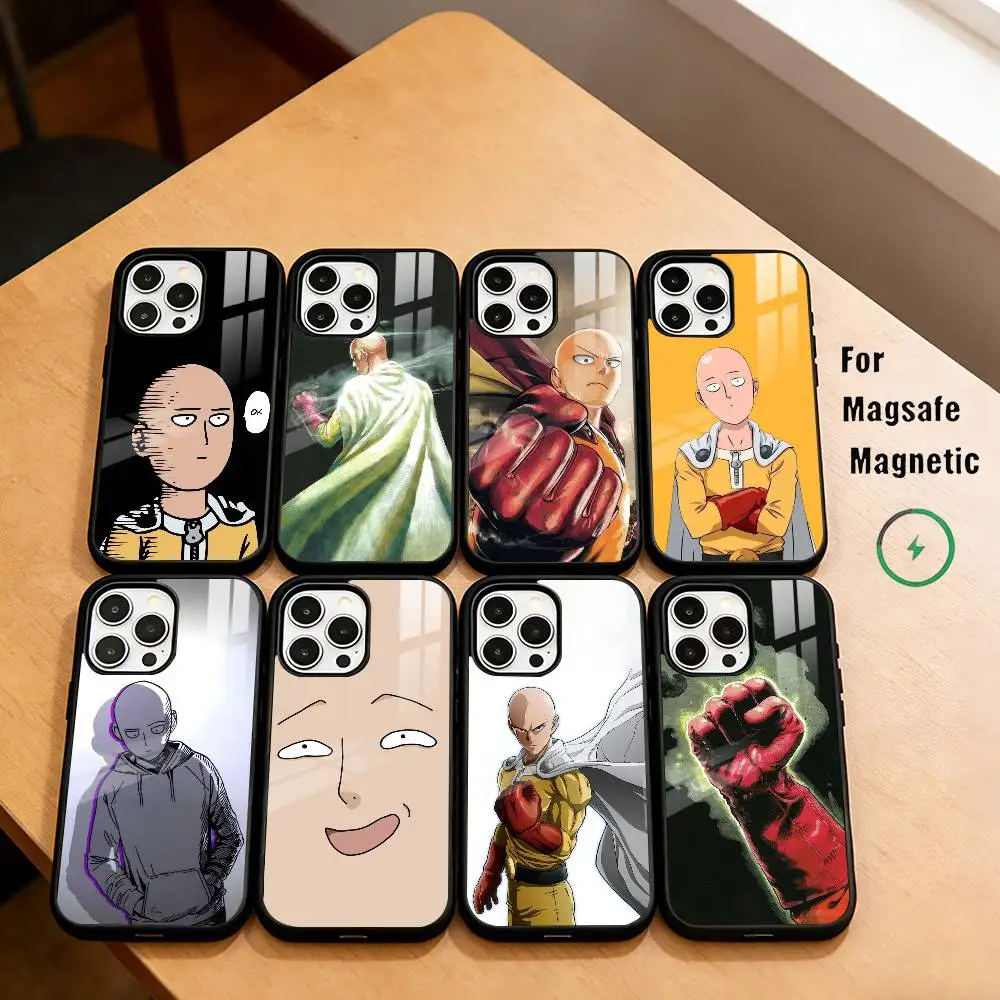 

O-One-Punch Man Phone Case Magnetic For Magsafe Wireless Charging For iPhone17,16,15,14,13,12,11 Plus,Pro