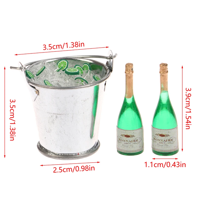 Dolls House Accessories Dollhouse Mini Bar Decorations Toys 1/12 Dollhouse Beer Bucket Set Model