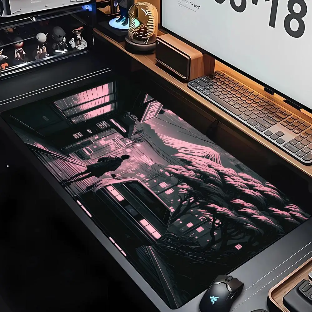 

Japanese Street Mouse Pad Large Computer Office Game Table Mat XXL Rubber Anti-slip Stitched Edges Keyboard Mats Long Desk Pads