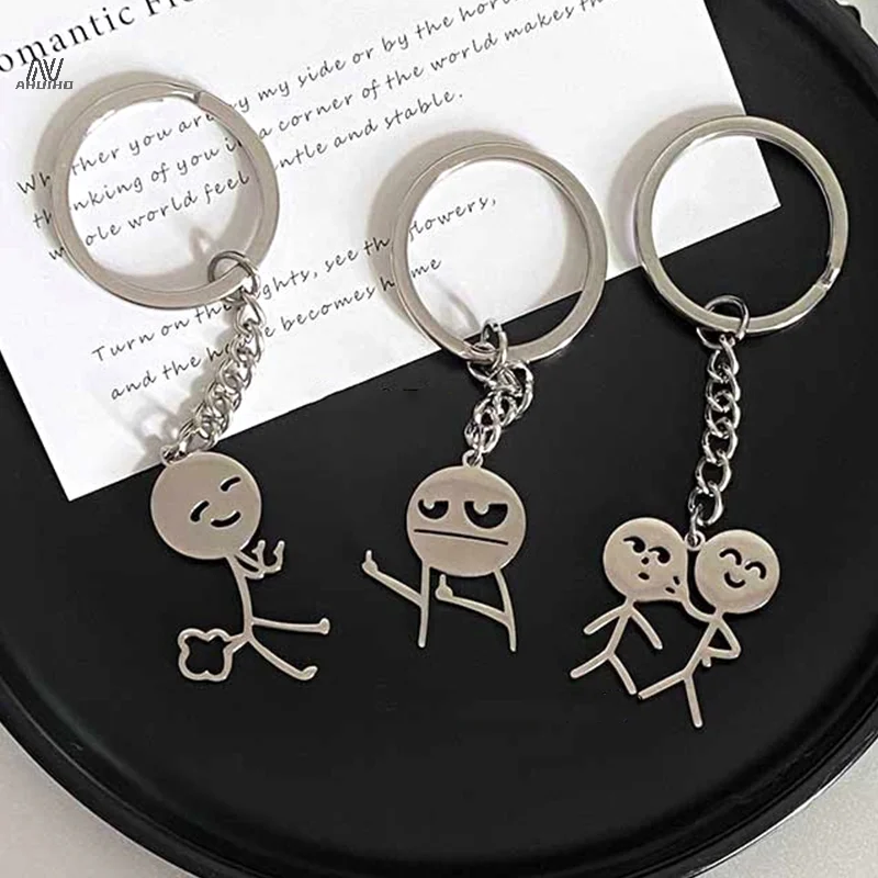 Interesting Match People Than Heart Middle Finger Couple Keychain Ins Personality Funny Bag Pendant Jewelry Couple friends Gift