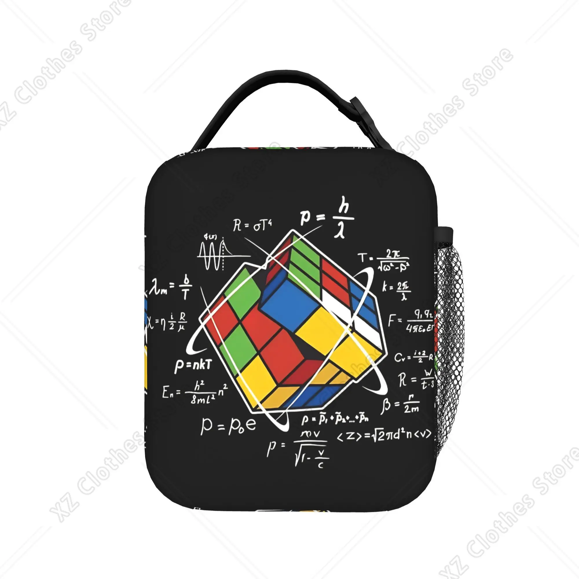 Math Rubik Rubix Rubics Player Cube Maths  Lunch Bag For Child  Travel Graphic Lunch Box Retro Oxford Tote Food Bags