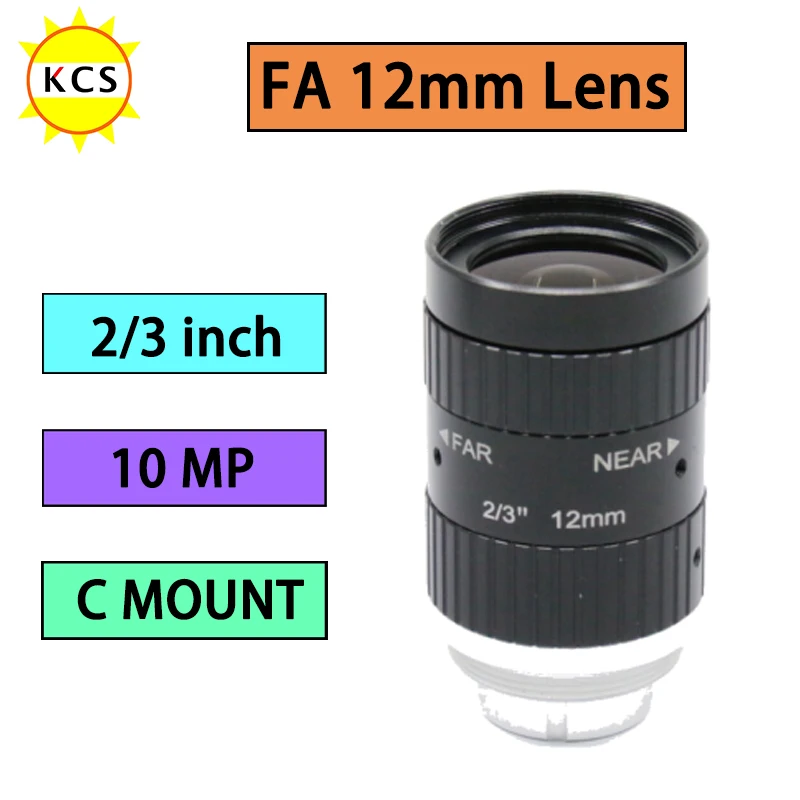 Lente de Visión Artificial de 2/3 y 3/4 Pulgadas, 10MP 12MP, Lente Manual de 8mm 12mm 16mm 25mm 35mm 50mm, Distancia Focal Fija F2.0-F22, Montura C, Ligero