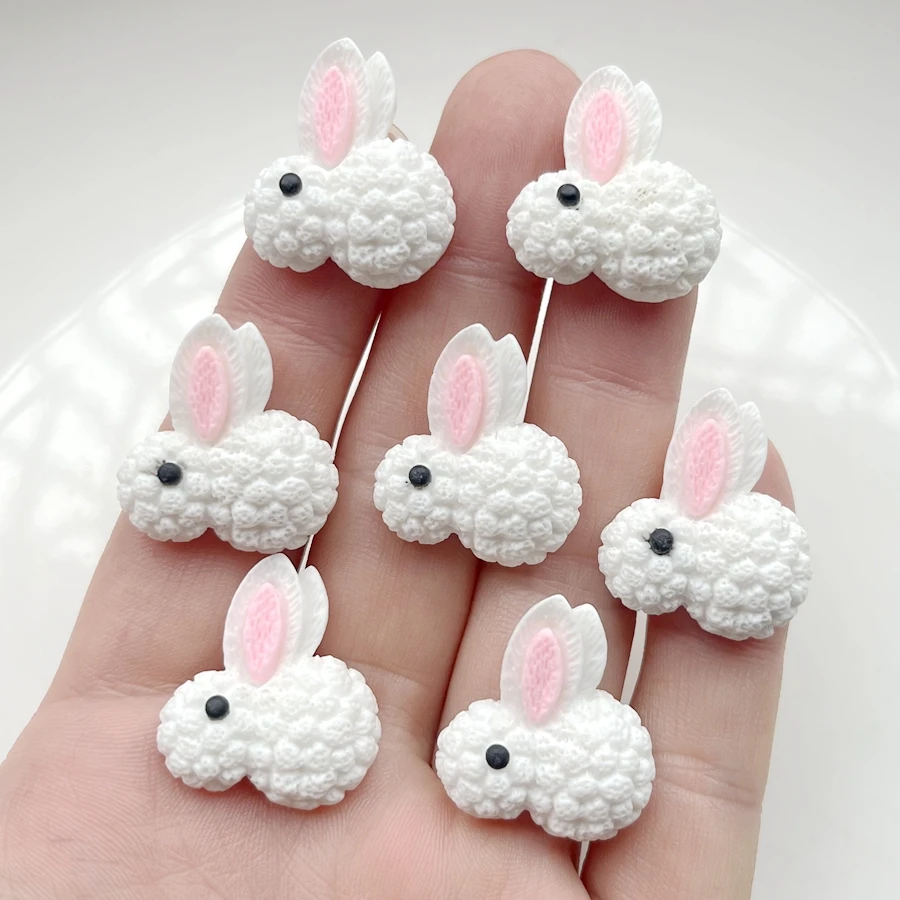 10 stks nieuwe leuke hars mini cartoon dier Bunny platte achterkant ronde plakboek Kawaii DIY decoratieve accessoires