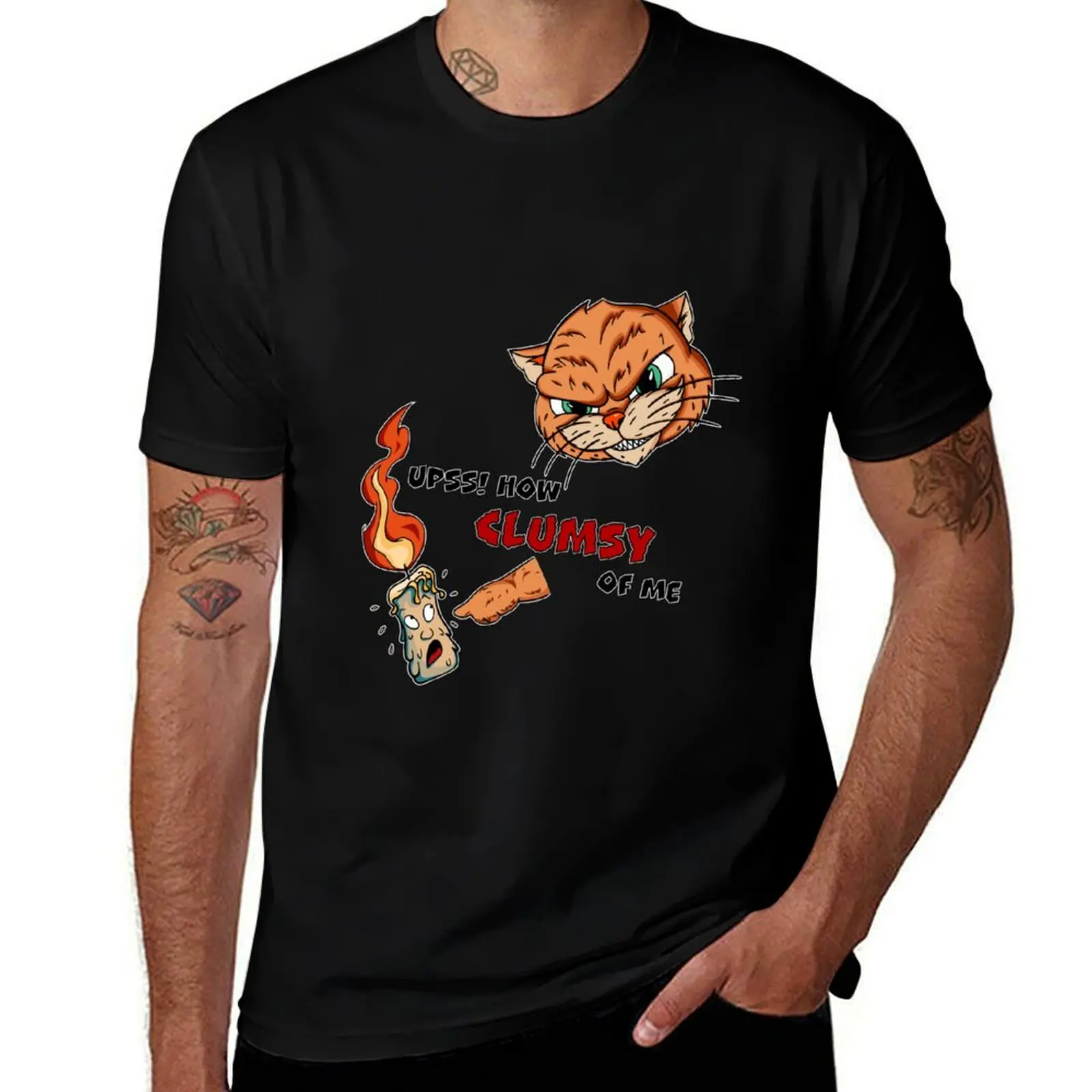 evil kitty - Upss! How CLUMSY of me T-Shirt Casual Pattern Print Tee Shirt T-Shirt