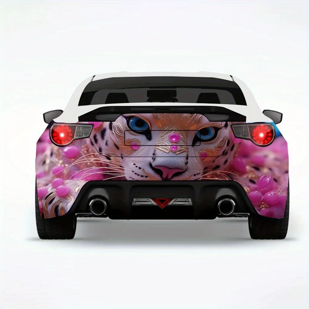 

Гламурная розовая наклейка с леопардовым принтом, виниловая наклейка на заднюю часть автомобиля, водонепроницаемые самоклеящиеся виниловые наклейки для хвоста и бампера автомобиля,