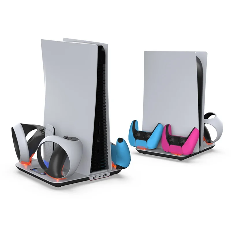 

Stylish-For PS5 Vertical Stand With Heat Sink Charging Dock For Ps5pro/Ps5slim/ VR2 Console