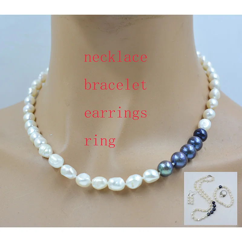 6mm Natural Gray Tahiti Baroque Pearl Necklace  45CM