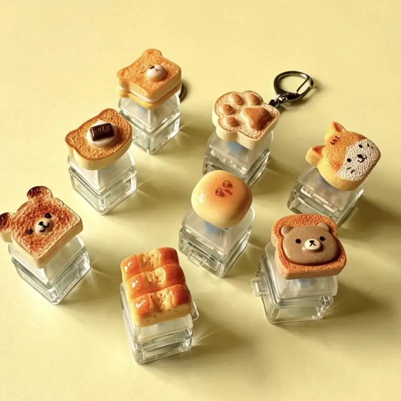 Lustiger Brot-Tastenkappen-Stressabbau-Klicker-Schlüsselanhänger, Mini-Mechanischer Anhänger, Tastatur-Tastenring, Dekompressions-Fingerspitzen-Schlüsselanhänger – Detail 3
