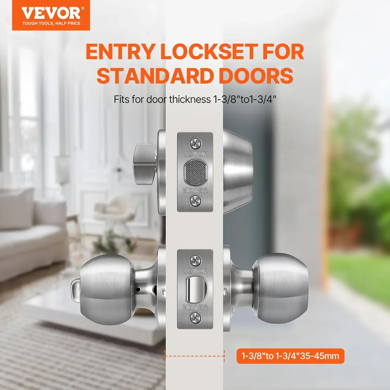 Door Knob and Deadbolt Set, Satin Nickel Entry Door Knob and Single Cylinder Deadbolt Combo Pack, Fit for 1-3/8