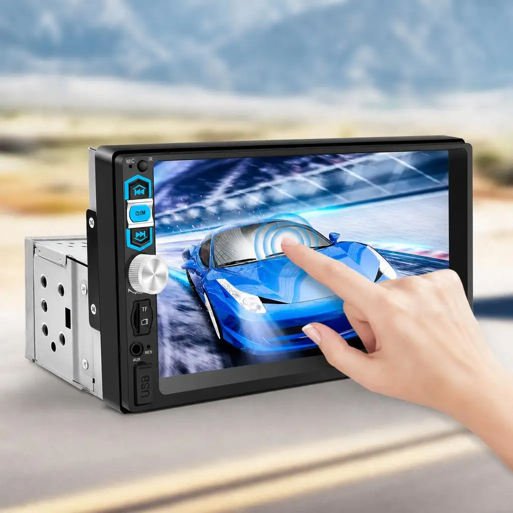 

7" Touch Screen Car Stereo, Wired Apple CarPlay Android Auto, Bluetooth Hands-Free FM Radio Receiver, USB Port Audio Player