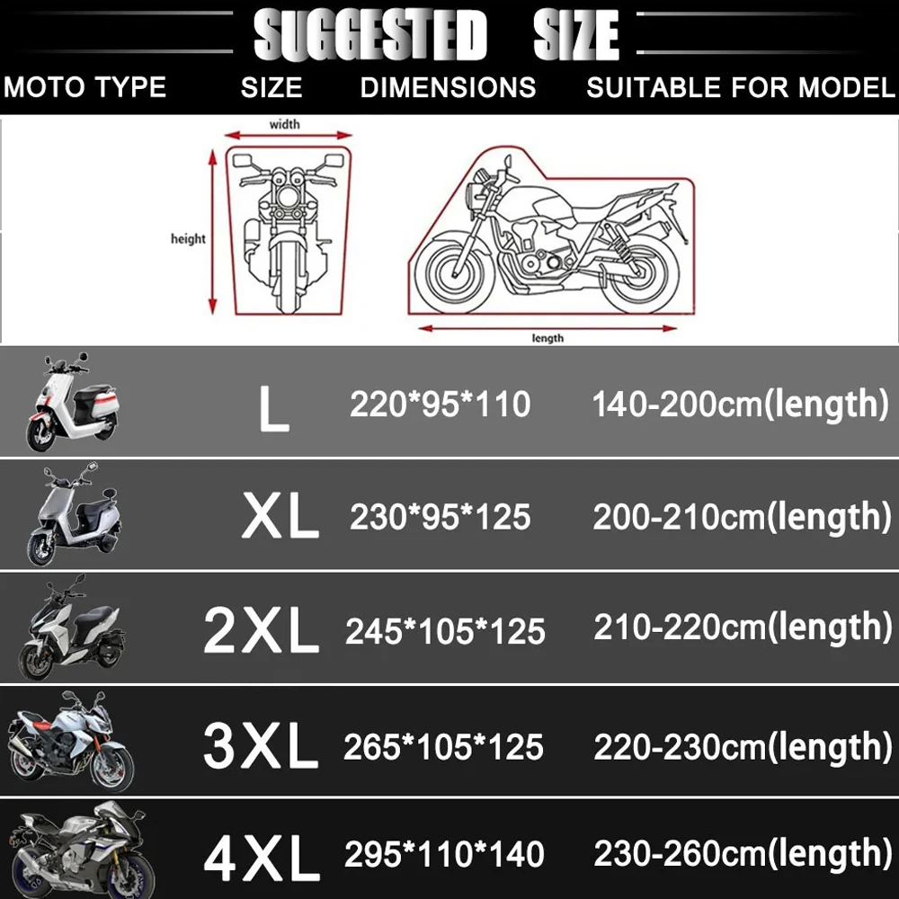 For Ducati Scrambler 400 800 1100 Universal Outdoor Motorcycle Cover Waterproof Rain Cover Moto Parts view 6