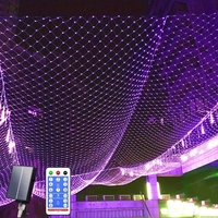 6M 3M Width Solar LED Net Mesh Light Outdoor Fairy String Light Window Curtain Wedding Party Christmas Halloween Garland decor