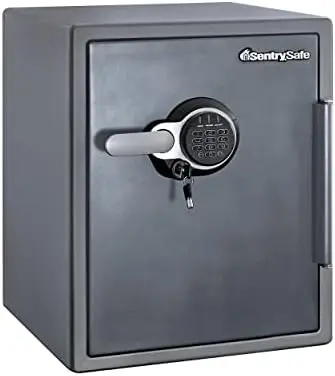 À prova de fogo e impermeável Home Safe com Digital Keypad Lock, Floor Safe, Aço cinza, Iluminação Interior, Dinheiro, Docum