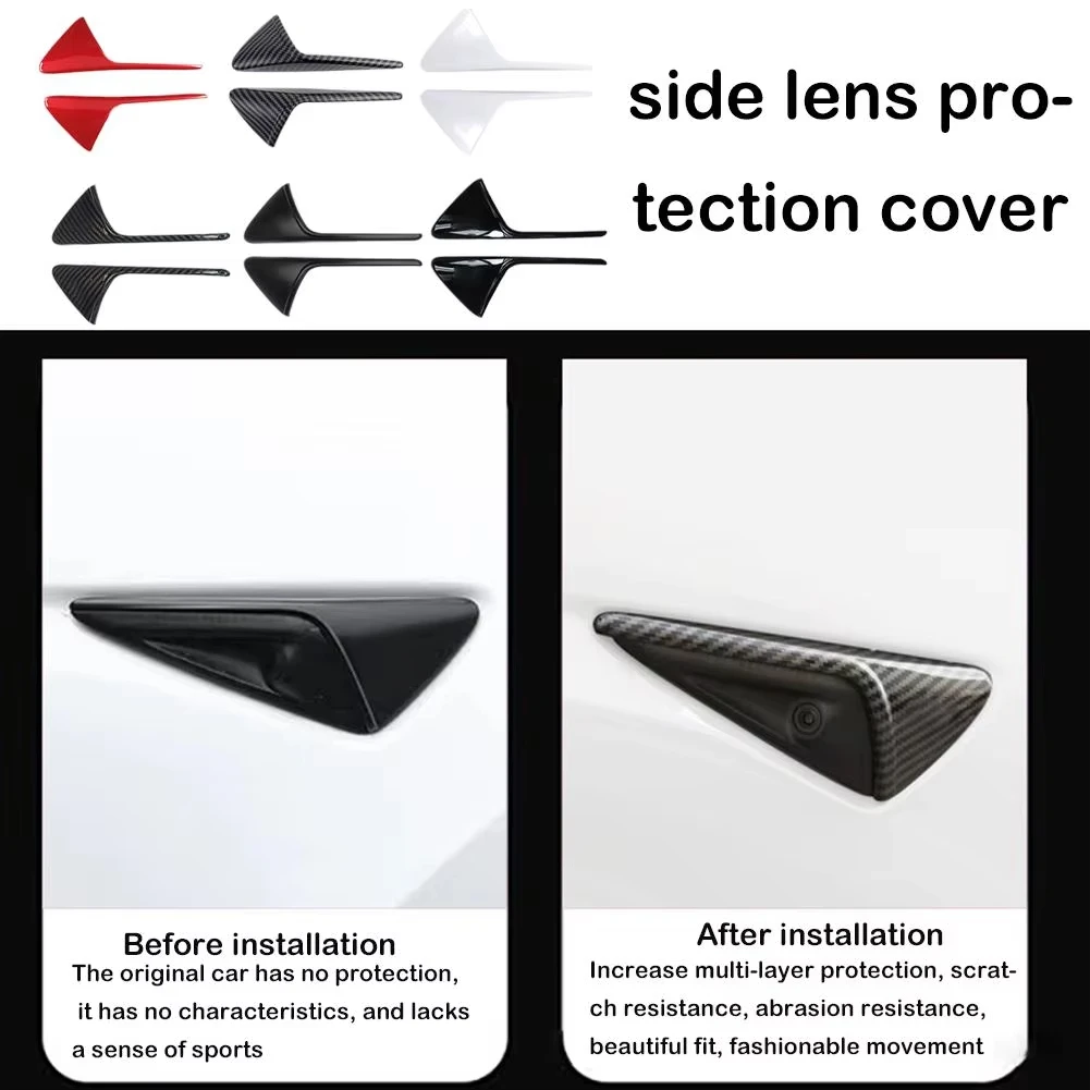 Side Camera Protection Cover For Tesla Model 3/Y/X/S Carbon Fiber Fender Trim Cover Car Modification Accessories Tesla 2017-2022