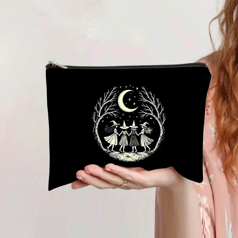 Best-selling Pumpkin Witch Halloween Double-sided Printed Makeup Bags, Women's Clutch Bag, Large-capacity Toiletry Bags Purse