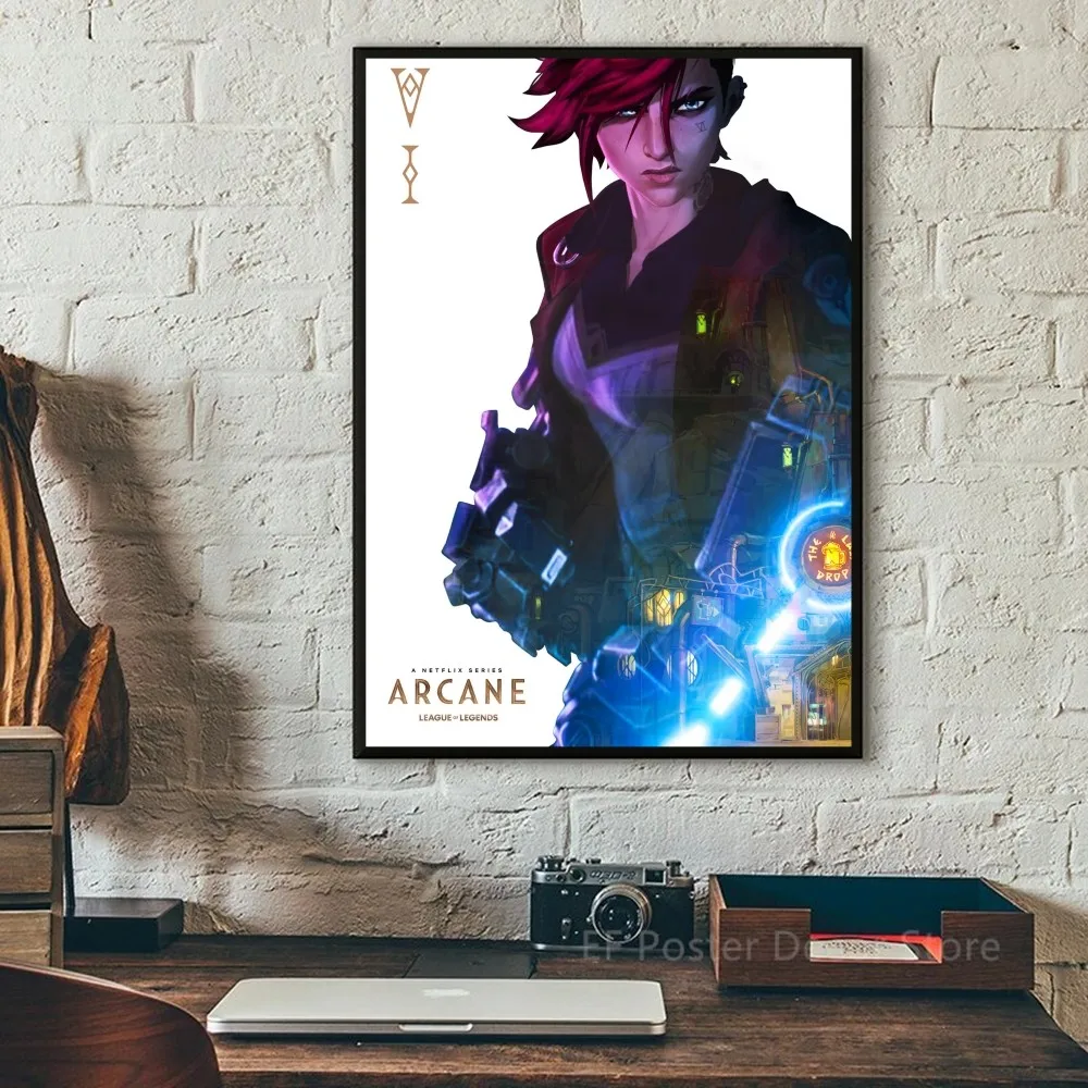 A-Arcane League Of Legends Movie Poster Fancy Wall Sticker for Living Room Bar Vintage Decorative Painting Middle