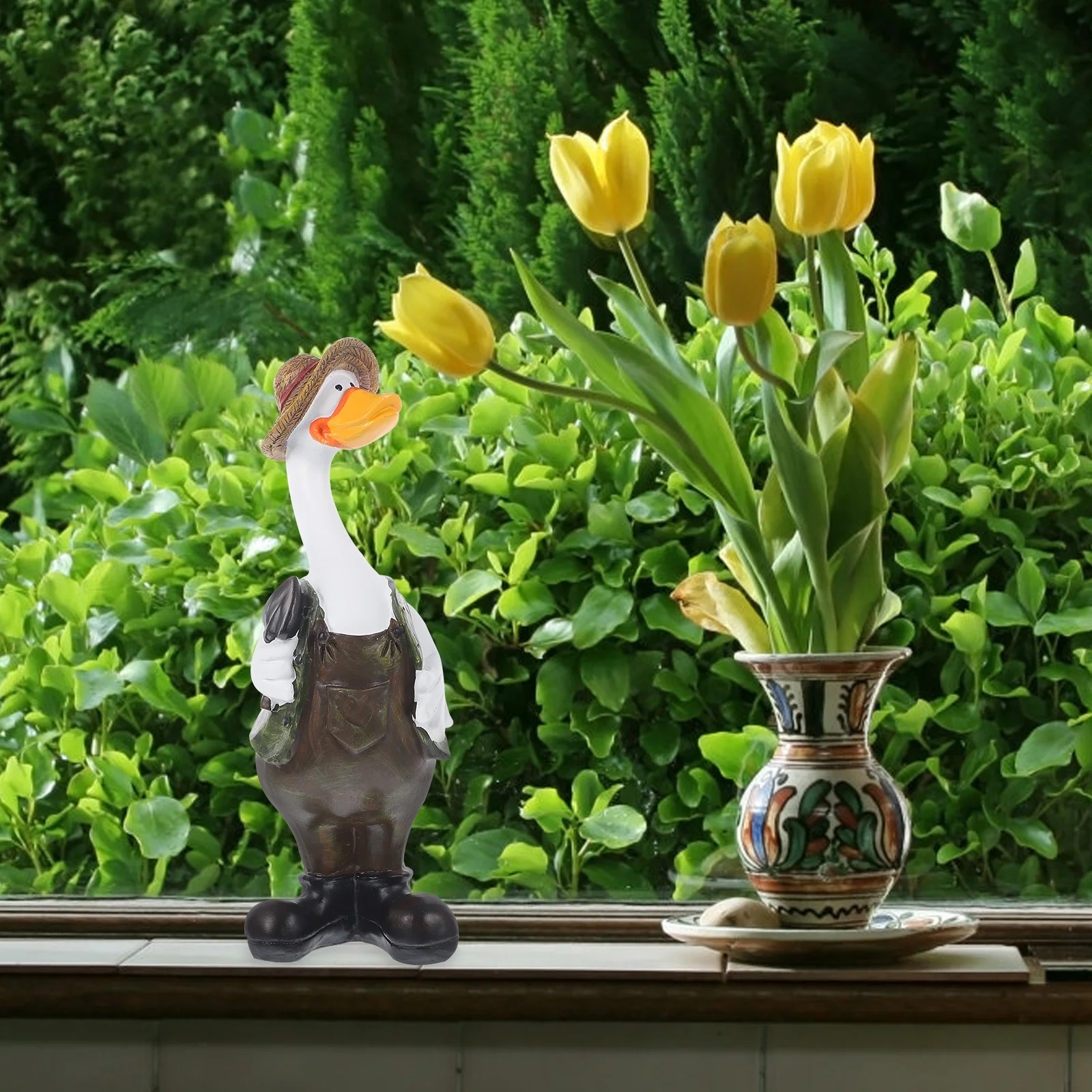 الكرتون بطة الراتنج حديقة زخرفة في الهواء الطلق ديكور الحديقة تمثال حيوان صغير لساحة فناء سطح المكتب لوحة سيارة