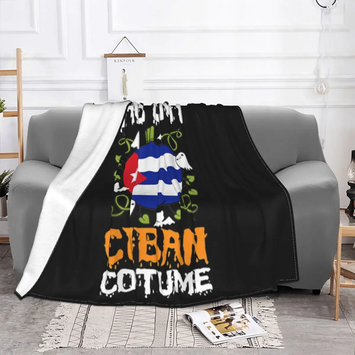 Official Cuban Costume Funny Flag Halloween Cuba Woman Good Quality Punk Middle Aged Crewneck Throw Blanket